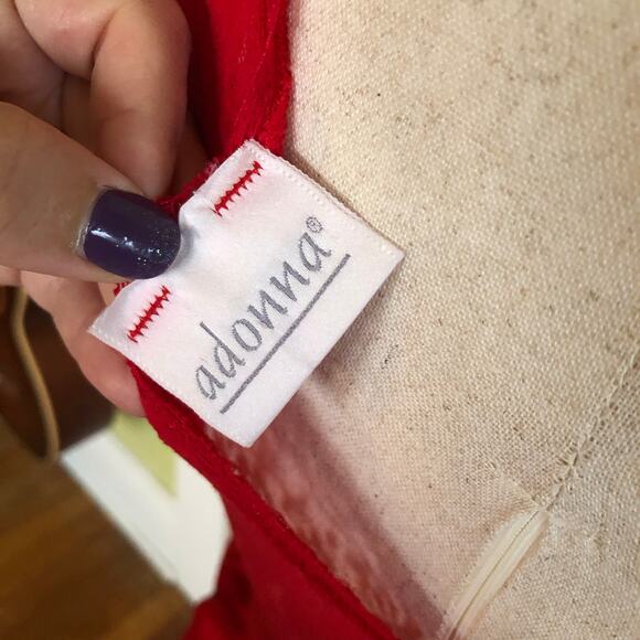 VTG Adonna Lace & Satin Nightgown Slip Dress S Red Long USA Lingerie Romantic - Picture 7 of 13